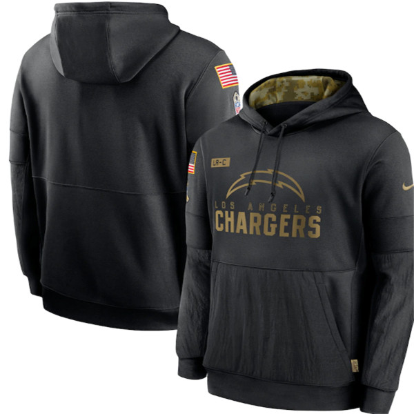 Men's Los Angeles Chargers Black NFL 2020 Salute To Service Sideline Performance Pullover Hoodie